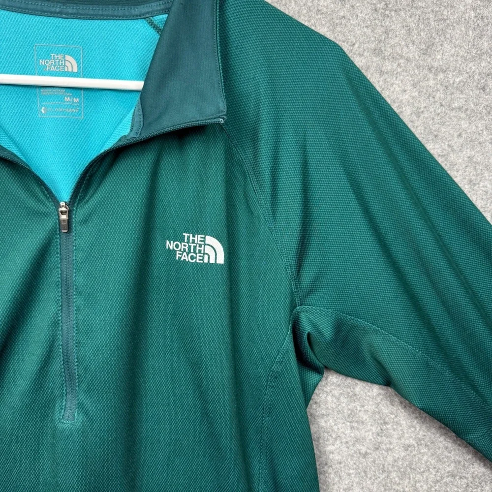 The‎ North Face Mens FlashDry Quarter Zip Pullover Green Long Sleeve Size M